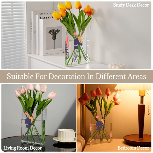 Acrylic Book Shaped Vase (Three-Sided Printing)(Made in USA)