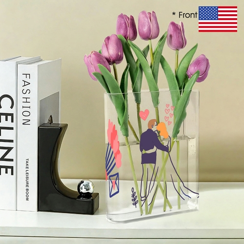 Acrylic Book Shaped Vase (Three-Sided Printing) | Ships from USA