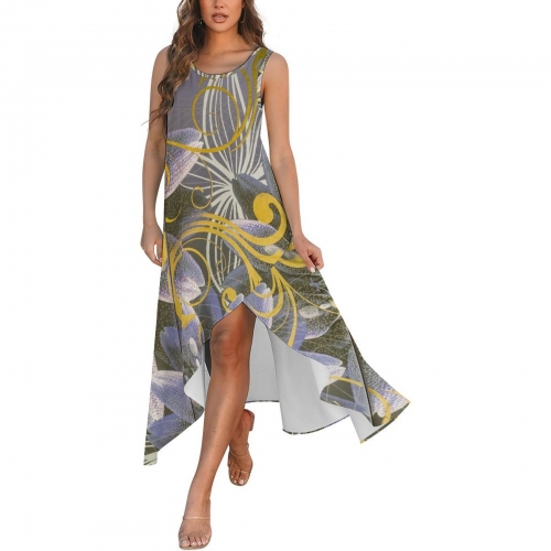 Sleeveless High-Low Hem Dress