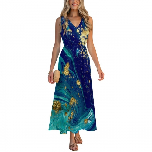 Sleeveless V-neck Midi Dress