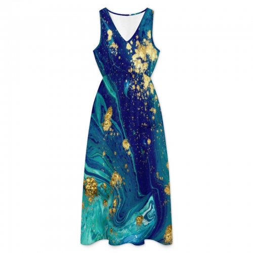 Sleeveless V-neck Midi Dress