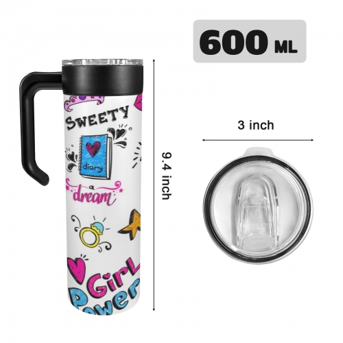 600ml Insulated Water Bottle with Handle | Ships from USA