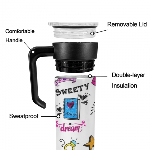 600ml Insulated Water Bottle with Handle | Ships from USA