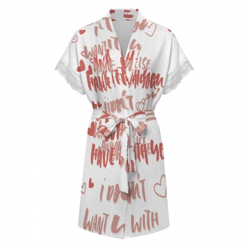 Short Sleeve Lace Robe