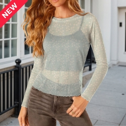 Long Sleeve Mesh Top