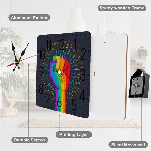 Square Wall Clock with Numbers | Ships from USA