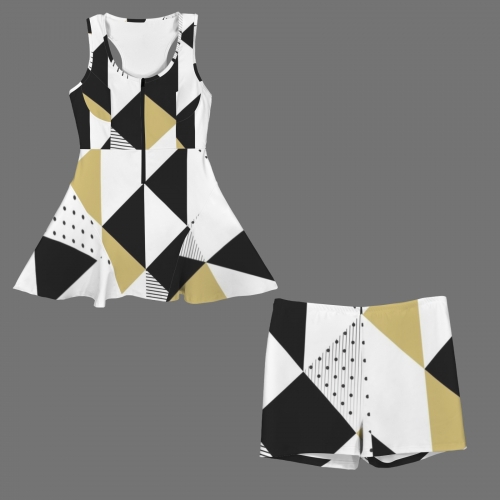 Front Zip Racer Back Sports Skirt & Shorts Set