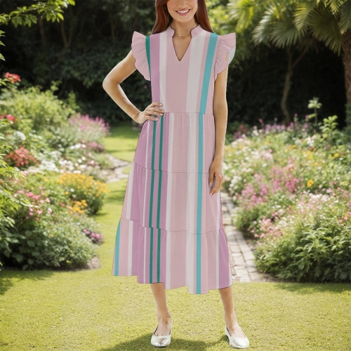 Women’s Ruffle Sleeve Tiered Midi Dress