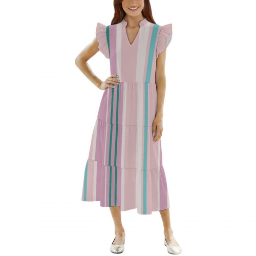 Women’s Ruffle Sleeve Tiered Midi Dress