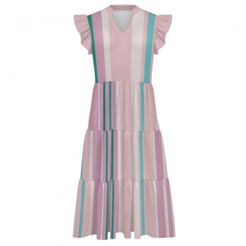 Women’s Ruffle Sleeve Tiered Midi Dress