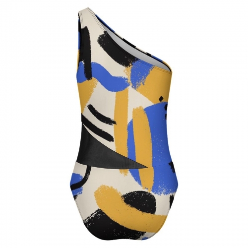 Women’s One-Shoulder Mesh Swimsuit