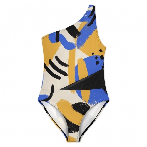 Women’s One-Shoulder Mesh Swimsuit