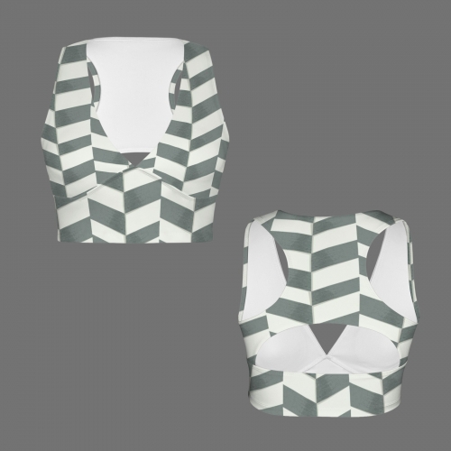 Deep V-Neck Racerback Cutout Active Crop Tops