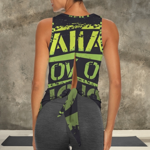 Backless Split Knotted Yoga Active Tank Tops