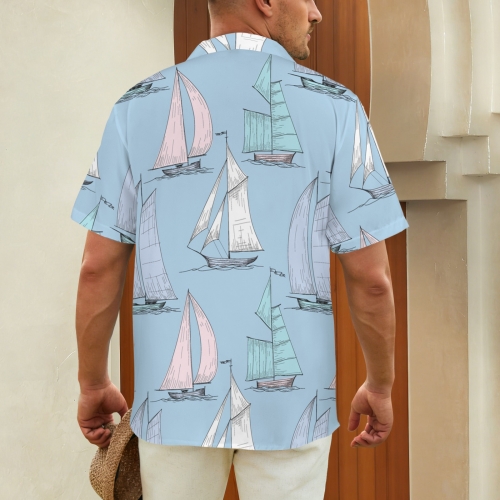 Men's Curved Hem Hawaiian Shirt (Model T87)