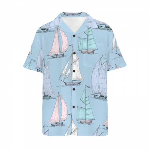 Men's Curved Hem Hawaiian Shirt (Model T87)