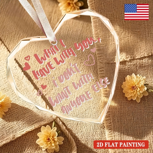 Custom Heart-shaped Crystal Glass Ornament (Red Gift Box) | Ships from USA