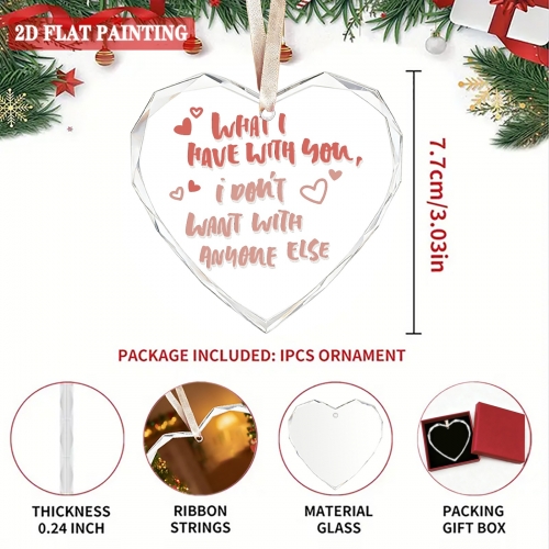 Custom Heart-shaped Crystal Glass Ornament (Red Gift Box) | Ships from USA