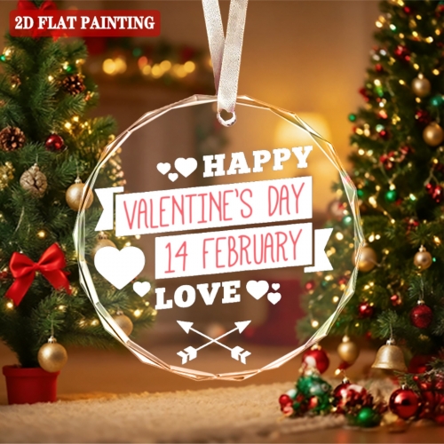Custom 7cm Round Crystal Glass Ornament (Red Gift Box) | Ships from USA