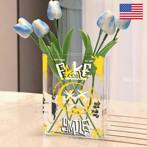 Acrylic Book Shaped Vase (Front & Side) | Ships from USA