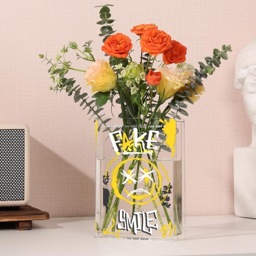 Acrylic Book Shaped Vase (Front & Side) | Ships from USA