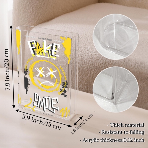 Acrylic Book Shaped Vase (Front & Side) | Ships from USA