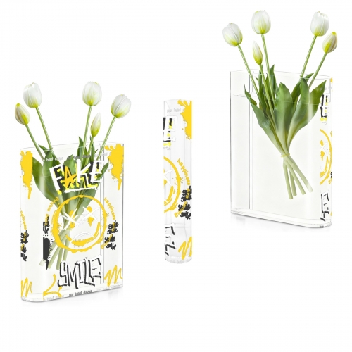 Acrylic Book Shaped Vase (Front & Side) | Ships from USA