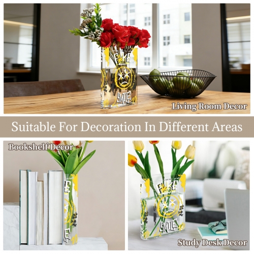 Acrylic Book Shaped Vase (Front & Side) | Ships from USA