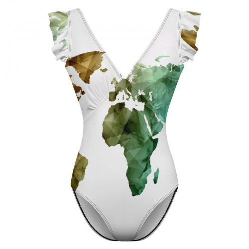 Ruffled Plunge One-Piece Swimwear