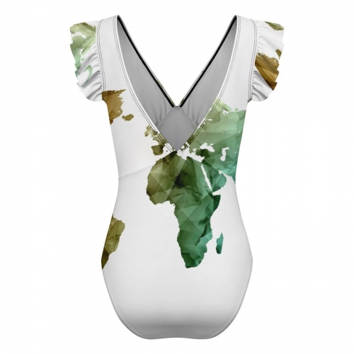 Ruffled Plunge One-Piece Swimwear