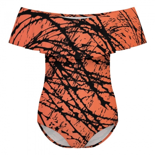 Women’s Off-Shoulder Ruffle One-Piece Swimsuit