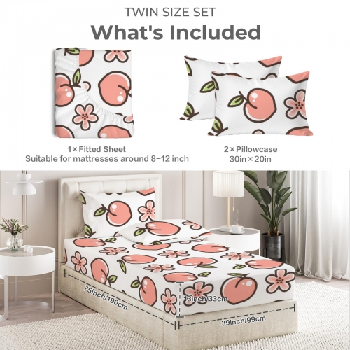 Twin Bedding Set (Fitted Sheet + Pillowcases) | Ships from USA