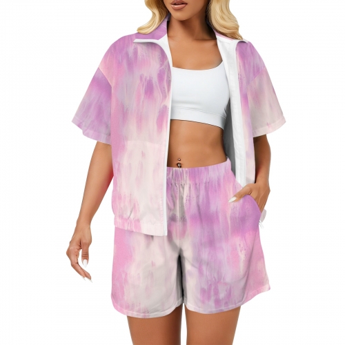 Women's Short Windbreaker 2 Piece Set (Model Sets 35)