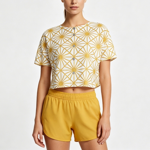 Women’s Short Sleeve Baseball Jersey with Buttons