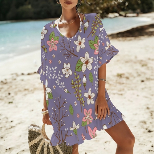 Women's Ruffled Chiffon Beach Cover-Up Dress