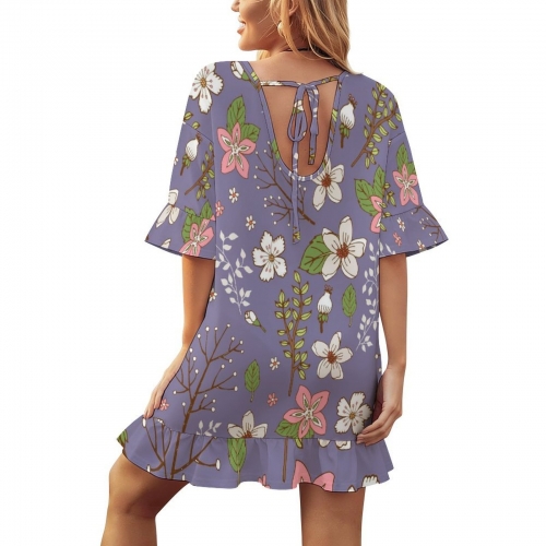 Women's Ruffled Chiffon Beach Cover-Up Dress