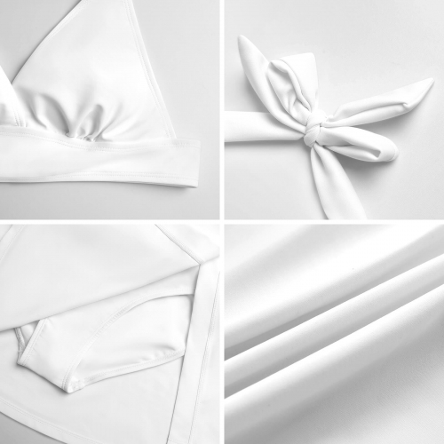 Strappy Two-Piece Slit Skirt Swimsuit Set