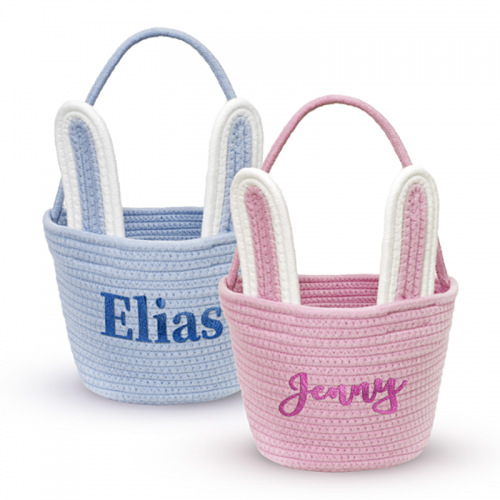 Custom Embroidered Easter Bunny Basket