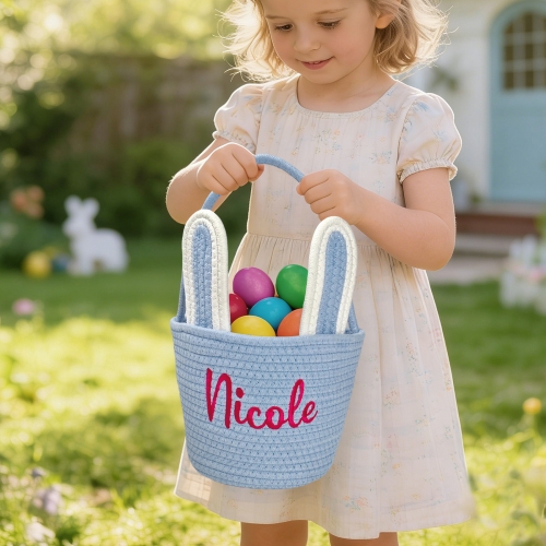 Custom Embroidered Easter Bunny Basket