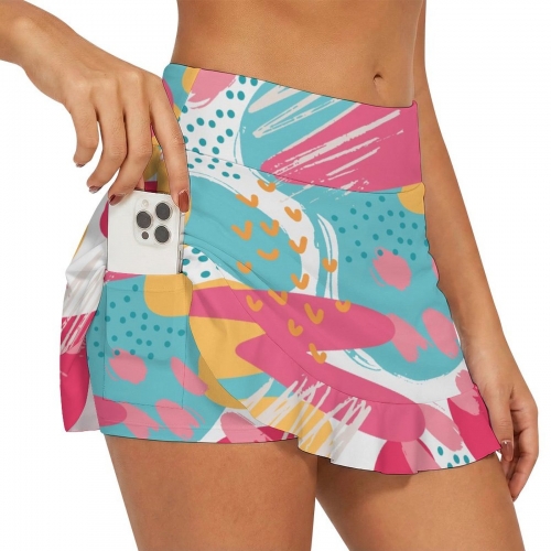 Women's Anti-Exposure Ruffled Yoga Skirt