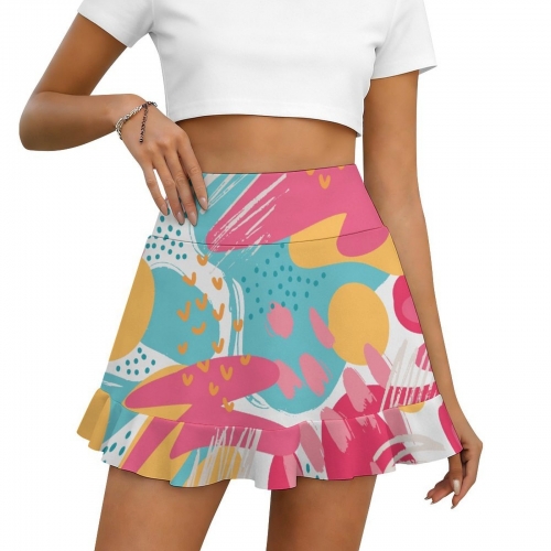 Women's Anti-Exposure Ruffled Yoga Skirt