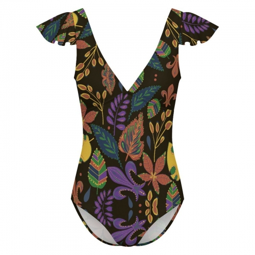 Women's V-neck Ruffle Sleeve One Piece Swimsuit