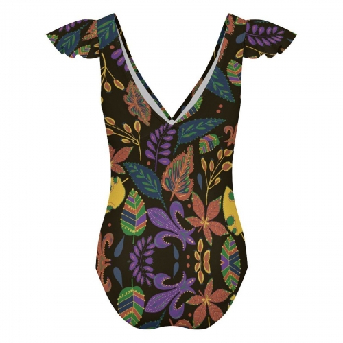 Women's V-neck Ruffle Sleeve One Piece Swimsuit