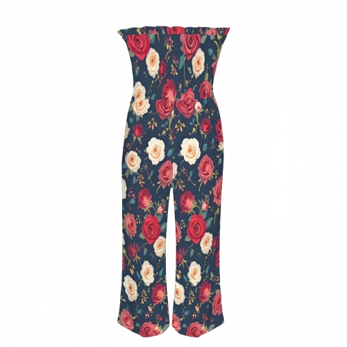 Women's Strapless Smocked Wide-Leg Jumpsuit