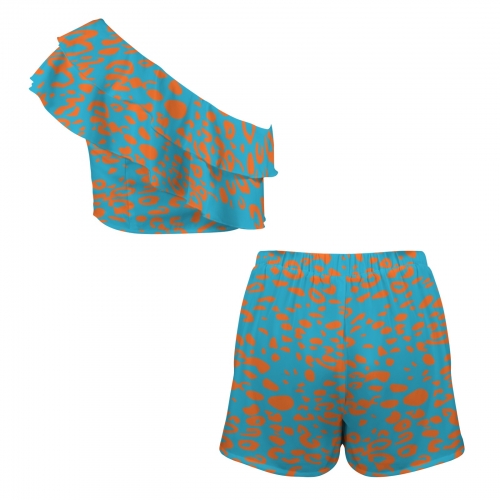 Women's One Shoulder Ruffle Two-Piece Set