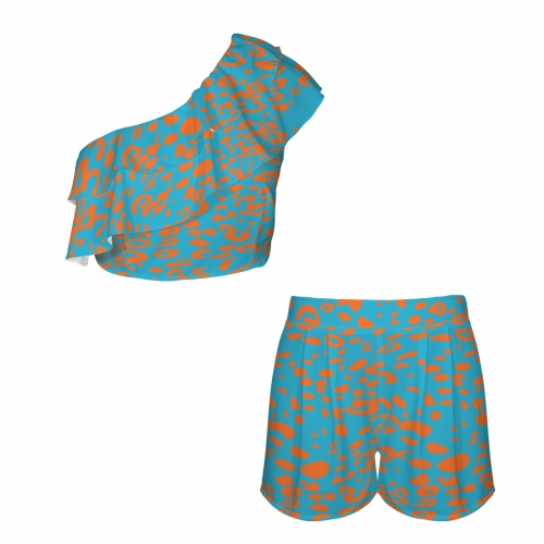 Women's One Shoulder Ruffle Two-Piece Set