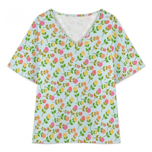 Women’s V-Neck Cold Shoulder Flutter Sleeve Blouse