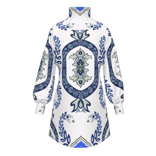 Turtleneck Lantern Sleeve Dress