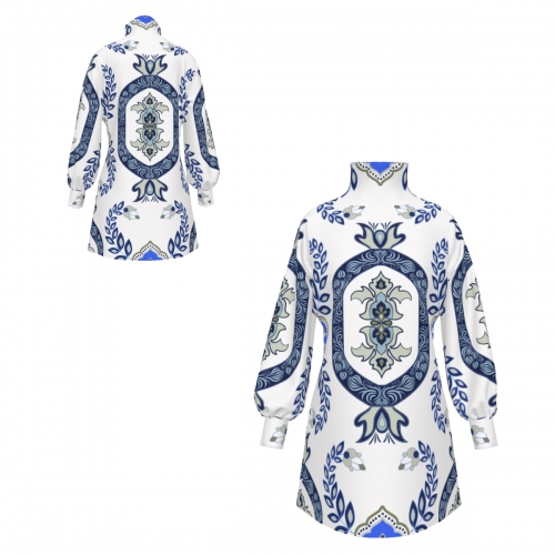 Turtleneck Lantern Sleeve Dress