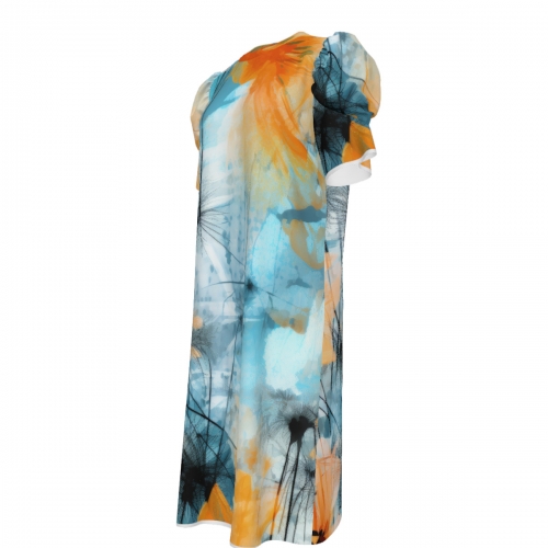 Women's Short Puff Sleeve T-Shirt Dress